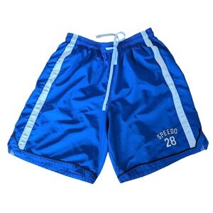 Speedo Athletic Shorts, Royal Blue / White, Drawstring Waist, Lined, Large, GUC